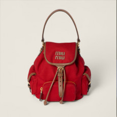 [MIUMIU] 여성백 25ss Bag 미우미우 패션 캔버스 및 가죽 백팩