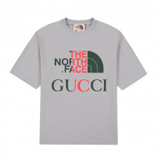 [CA셀러] GUCCI x THE NORTH FACE 크로스오버 알파벳 로고 프린트 루즈 라운드넥 반팔