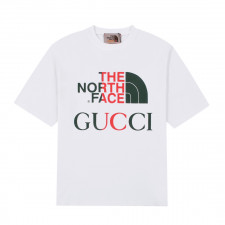 [CA셀러] GUCCI x THE NORTH FACE 크로스오버 알파벳 로고 프린트 루즈 라운드넥 반팔