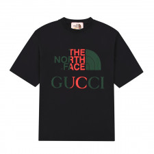[CA셀러] GUCCI x THE NORTH FACE 크로스오버 알파벳 로고 프린트 루즈 라운드넥 반팔