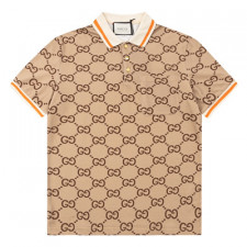 [CA셀러] GUCCI 구찌 로고 자카드 실크 코튼 혼방 폴로 셔츠
