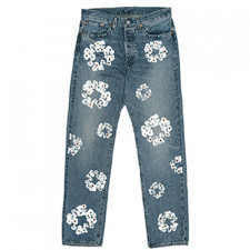 [NO.1셀러] Denim Tears x Levi\'s 501 코튼 라인스톤 리스 진