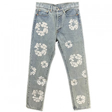 [NO.1셀러] Denim Tears x Levi\'s 501 코튼 라인스톤 리스 진 연청