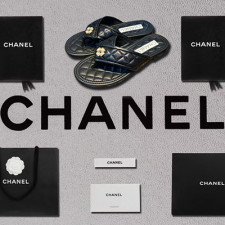 [샌들/슬리퍼] CHANEL 23S 팬더샵신발 플립플랍 크루즈슈즈 샤넬트위드 빈티지뮬슬리퍼 CC로고검정