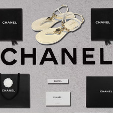 [샌들/슬리퍼] CHANEL 팬더샵신발 플립플랍 크루즈슈즈 샤넬트위드 빈티지 체인 CC로고