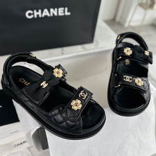 [샌들/슬리퍼] CHANEL 팬더샵신발 플립플랍 크루즈슈즈 샤넬트위드 빈티지 플라워리본