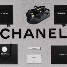 [샌들/슬리퍼] CHANEL 팬더샵신발 플립플랍 크루즈슈즈 샤넬트위드 빈티지 플라워리본