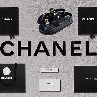 [샌들/슬리퍼] CHANEL 팬더샵신발 플립플랍 크루즈슈즈 샤넬트위드 빈티지 플라워리본