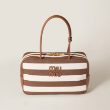 [MIUMIU] 여성백 Beau Bag 캔버스 및 가죽 보 백 빈티지 핸드백