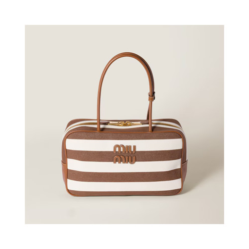 [MIUMIU] 여성백 Beau Bag 캔버스 및 가죽 보 백 빈티지 핸드백