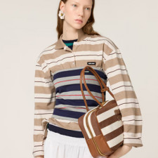 [MIUMIU] 여성백 Beau Bag 캔버스 및 가죽 보 백 빈티지 핸드백