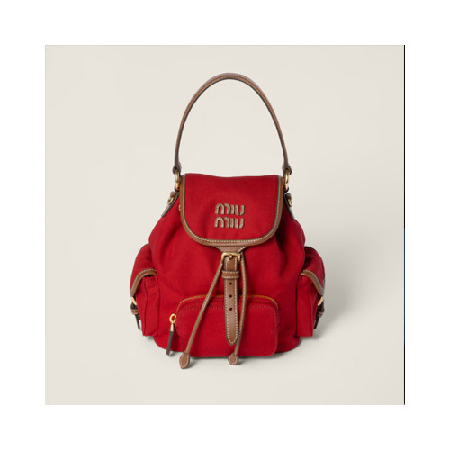 [MIUMIU] 여성백 25ss Bag 미우미우 패션 캔버스 및 가죽 백팩