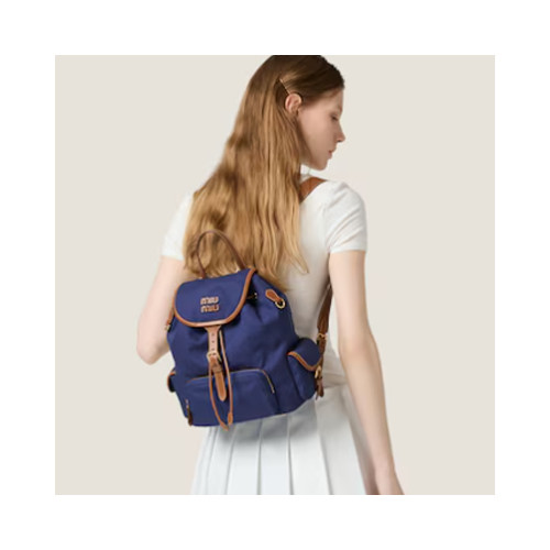 [MIUMIU] 여성백 25ss Bag 미우미우 패션 캔버스 및 가죽 백팩