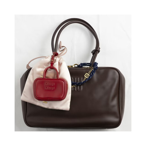 [MIUMIU] 여성키홀더링 미우미우 가죽 코드 및 메탈트릭